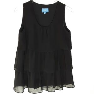 Vera Wang | Black Tiered Blouse Sz S